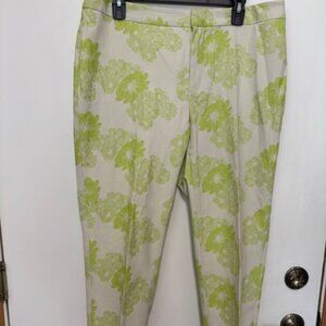 NEW COLDWATER CREEK NATURAL FIT FLORAL NEON GREEN STRAIGHT LEG JEGGINS. SZ. 12